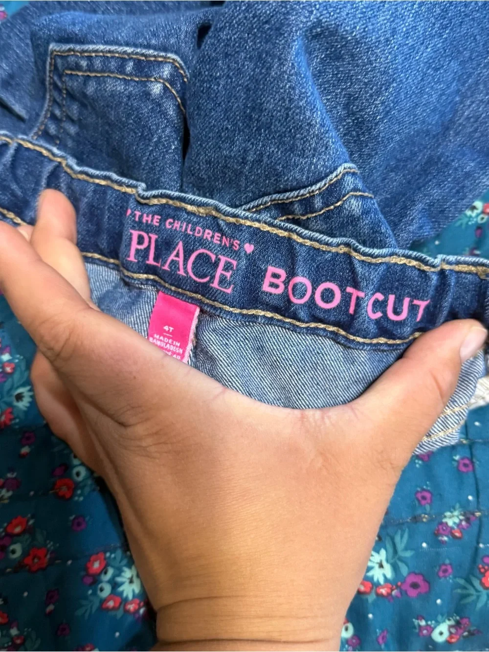 The Children's Place Girls' Blue Denim Jeans 4T with adjustable waist
